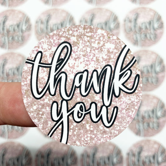 Packaging Stickers | #C0067 - GLITTER THANK YOU - PRINTED GLITTER TEXTURE