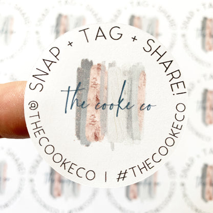 Custom Packaging Stickers | Customizable: #0021- Snap + Tag + Share