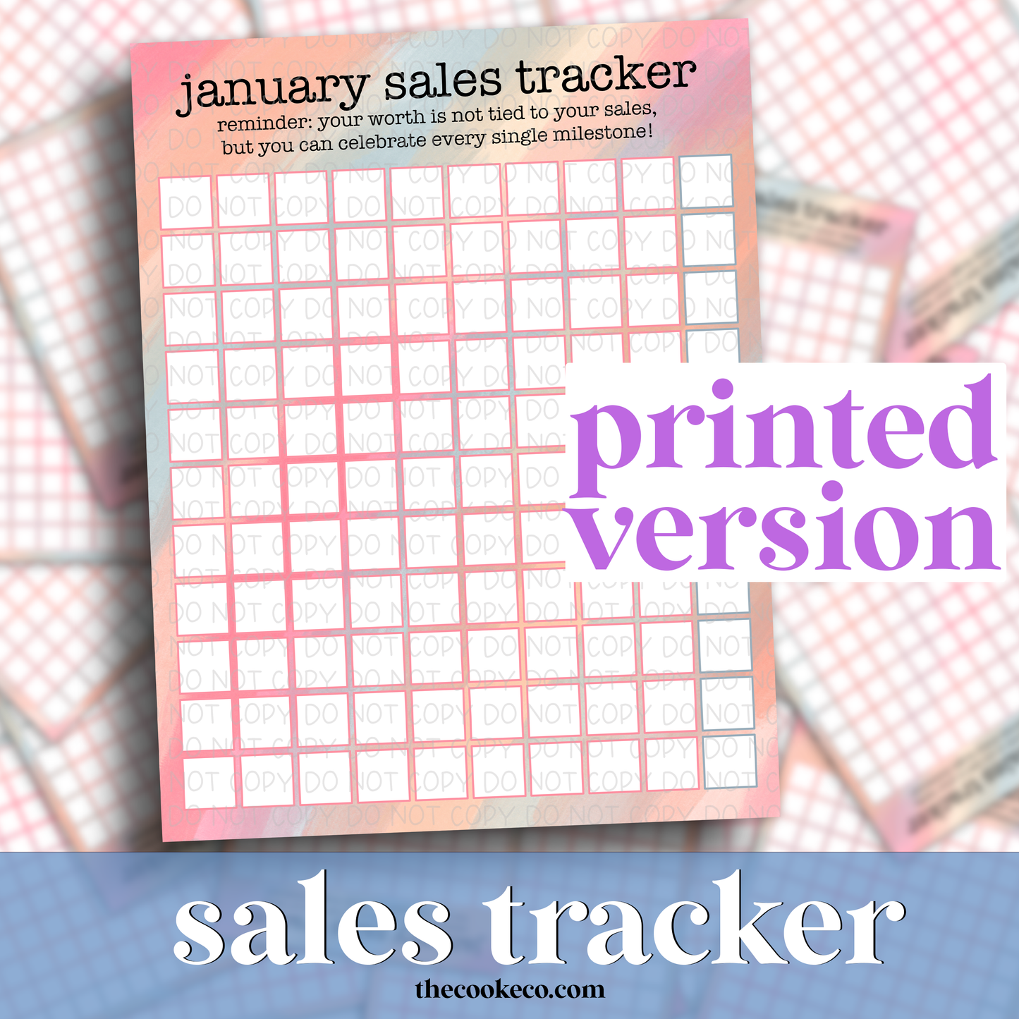 JANUARY SALES TRACKER - PRINTED ON CARDSTOCK