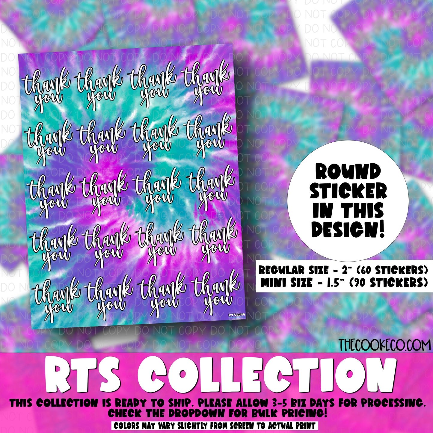 RTS Packaging Stickers | RTS0045 - THANK YOU TIE DYE 13
