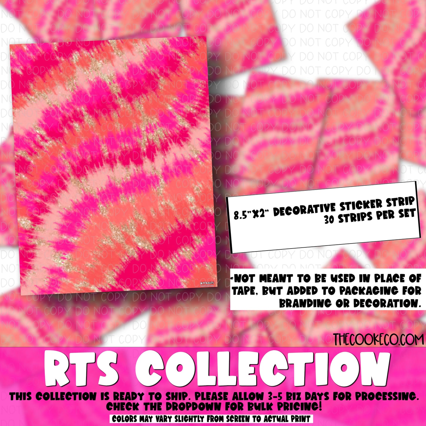 Packaging Stickers | RTS0135 - STRIPS TIE DYE PINKS & GOLD