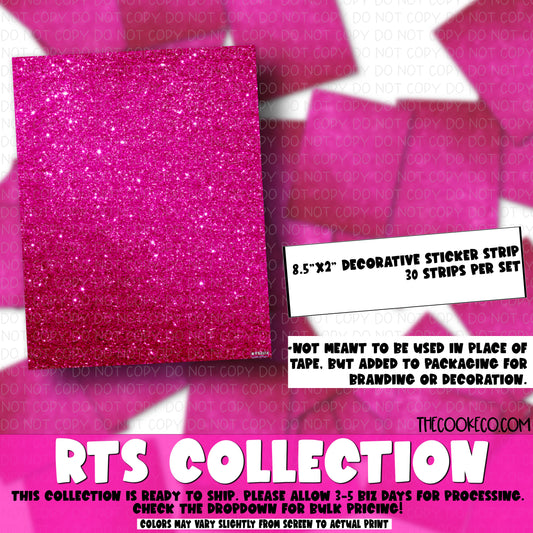 RTS Packaging Stickers | RTS0138 - STRIPS PINK GLITTER