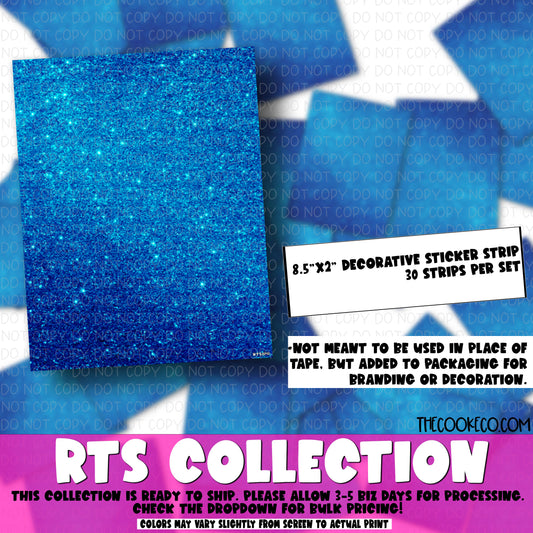 Packaging Stickers | RTS0141 - STRIPS BLUE GLITTER