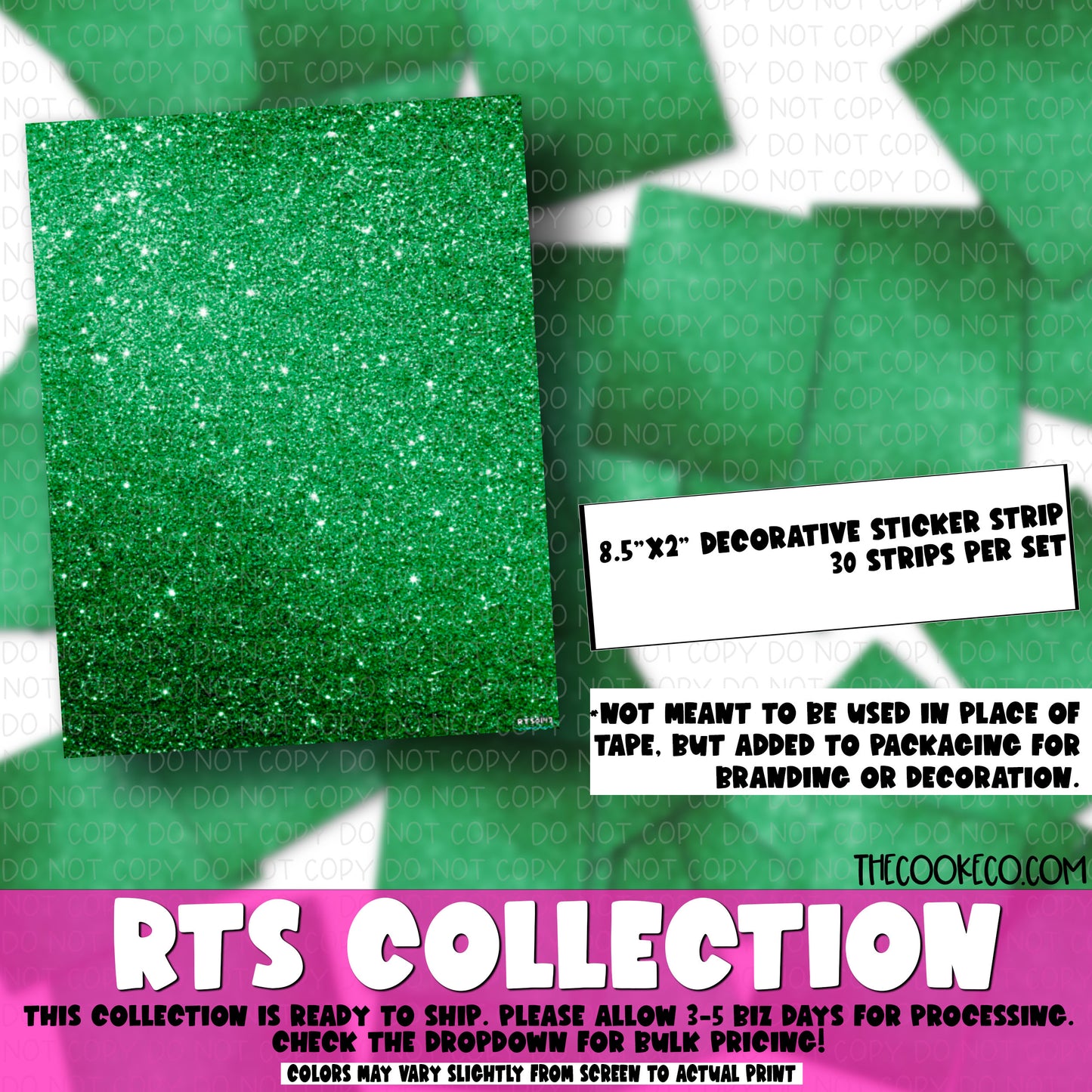 Packaging Stickers | RTS0142 - STRIPS GREEN GLITTER