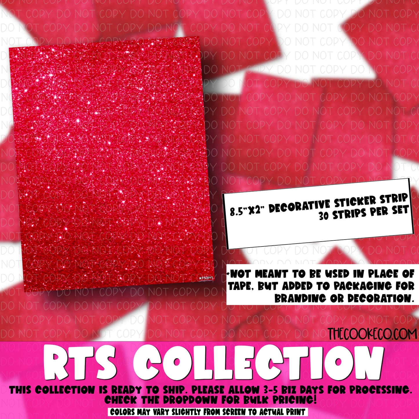 Packaging Stickers | RTS0143 - STRIPS RED GLITTER