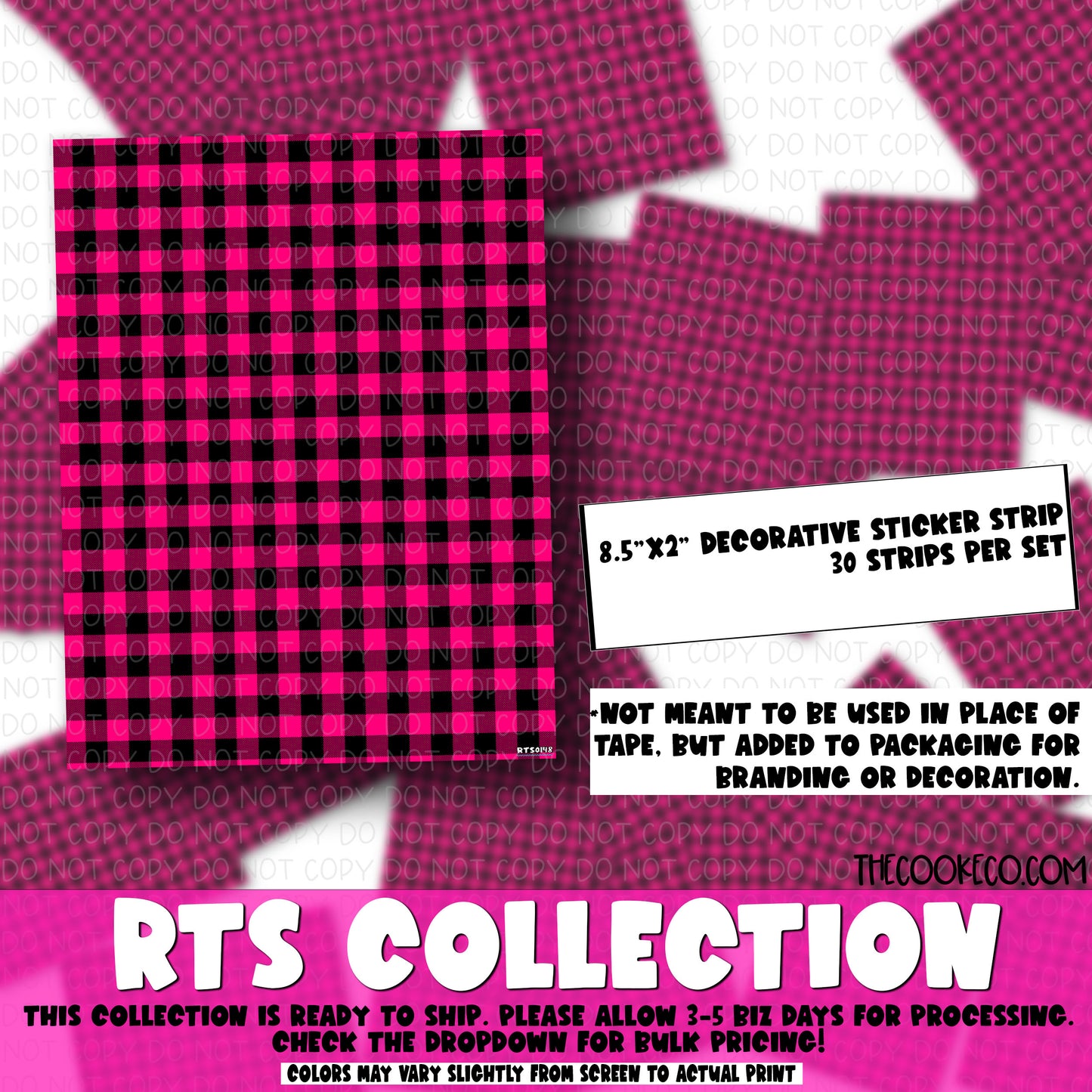 RTS Packaging Stickers | RTS0148 - STRIPS PINK PLAID