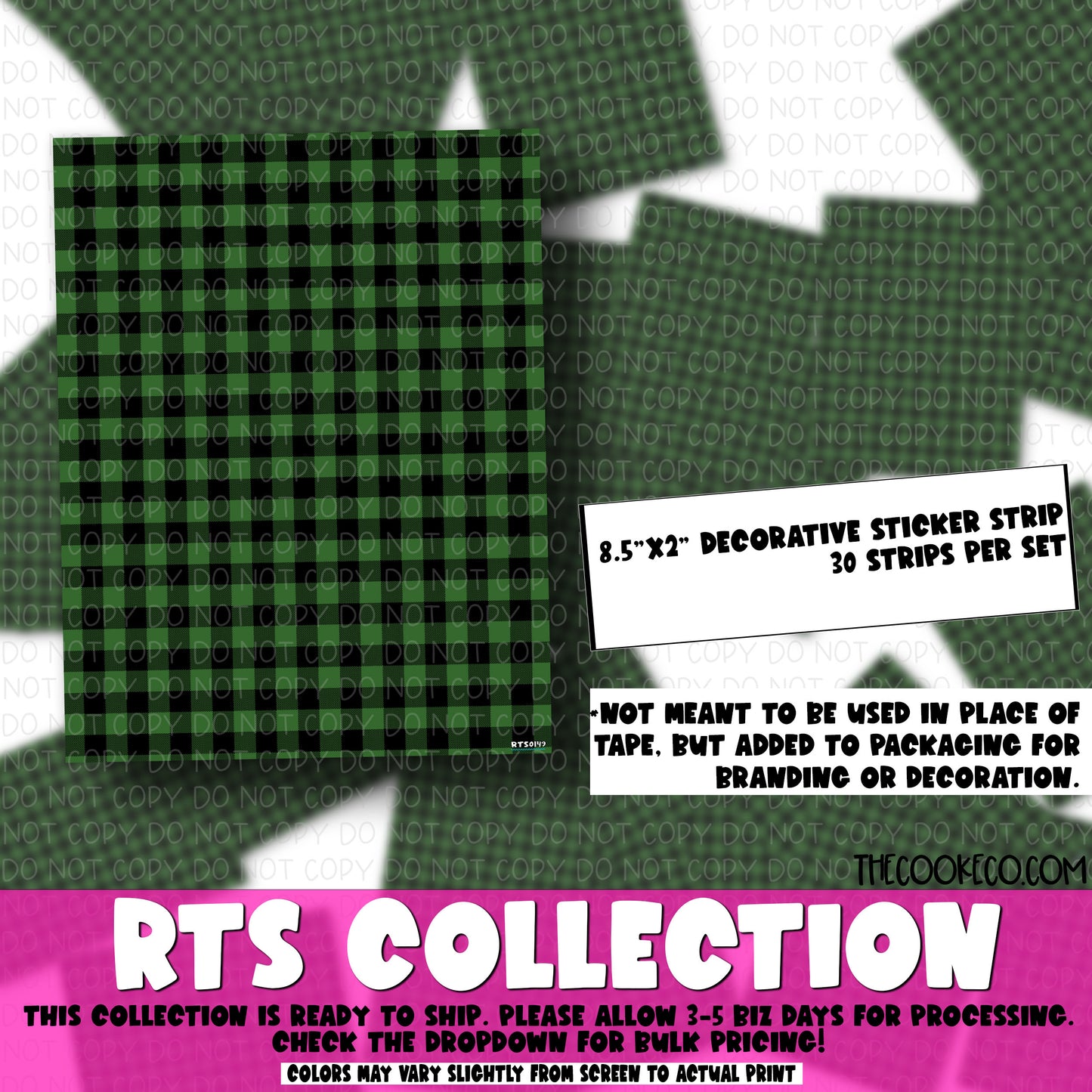 RTS Packaging Stickers | RTS0149 - STRIPS GREEN PLAID