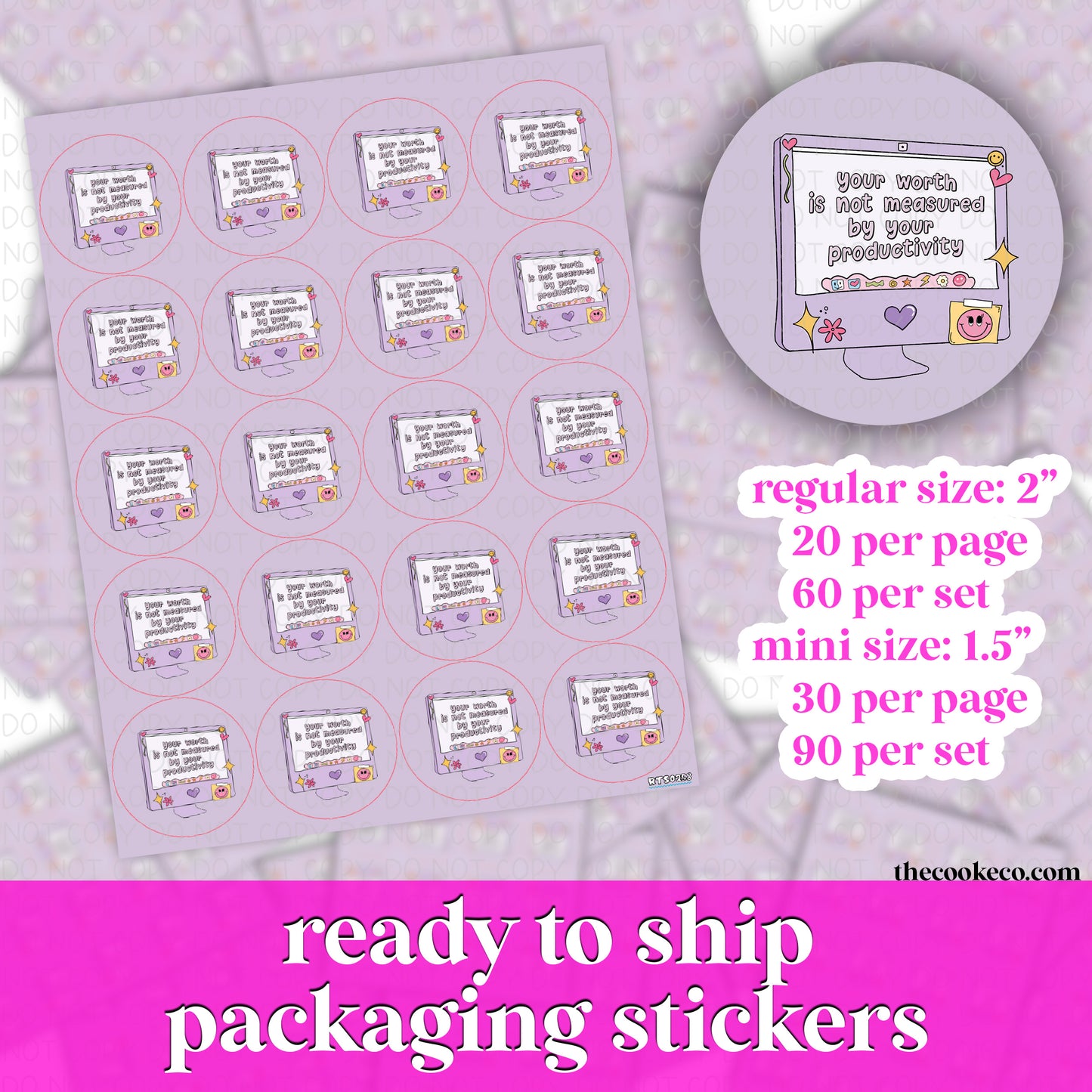 PACKAGING STICKERS | #RTS0248 - YOUR WORTH IS NOT MEASURED BY YOUR PRODUCTIVITY