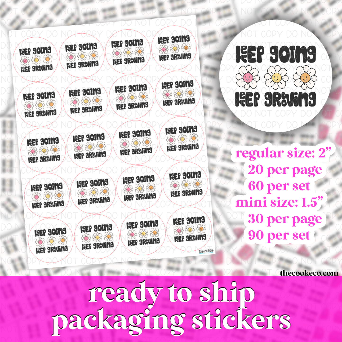 PACKAGING STICKERS | #RTS0250 - KEEP GROWING KEEP GOING
