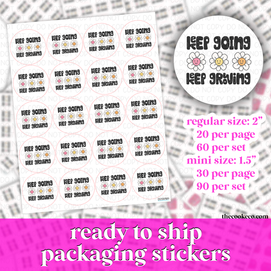 RTS PACKAGING STICKERS | #RTS0250 - KEEP GROWING KEEP GOING