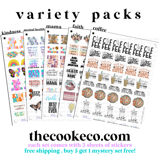 Packaging Stickers | Themed Variety Packs