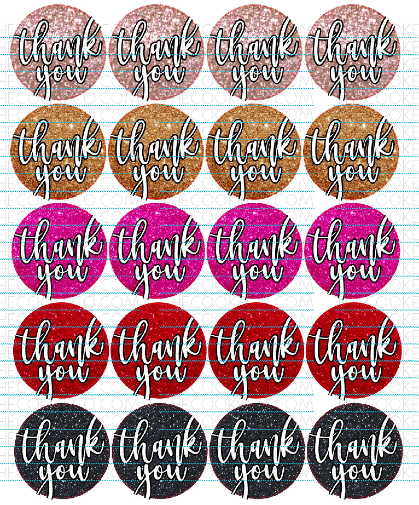 PTO Packaging Stickers | #C0067 - GLITTER THANK YOU - PRINTED GLITTER TEXTURE