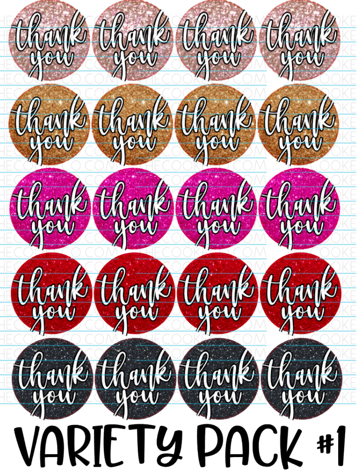 PTO Packaging Stickers | #C0067 - GLITTER THANK YOU - PRINTED GLITTER TEXTURE
