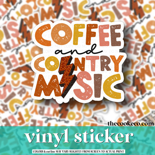 Vinyl Sticker | #V0863 - COFFEE AND COUNTRY MUSIC