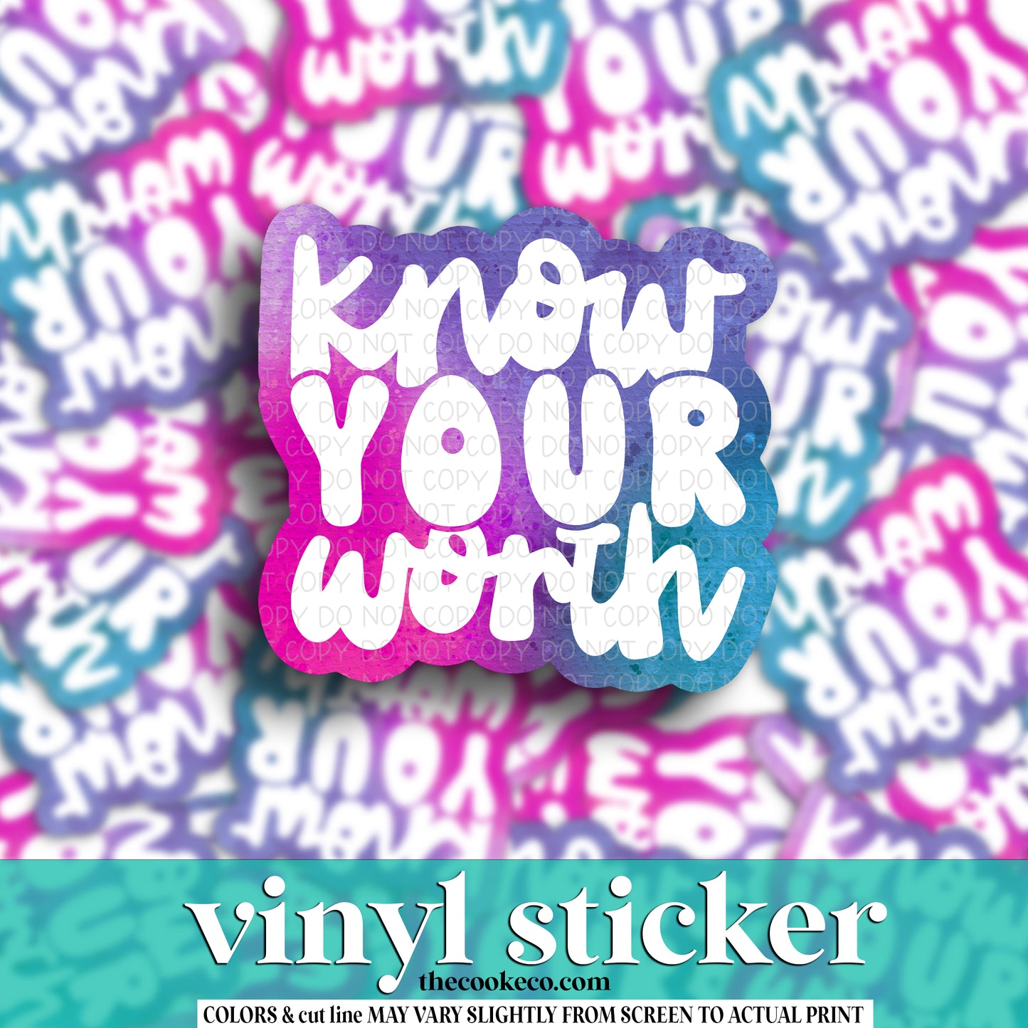 Vinyl Sticker | #V1032 - KNOW YOUR WORTH WATERCOLOR