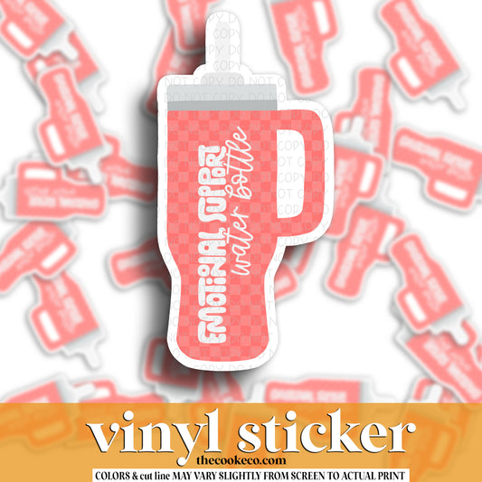 Vinyl Sticker | #V1250 - EMOTIONAL SUPPORT WATER BOTTLE - CORAL