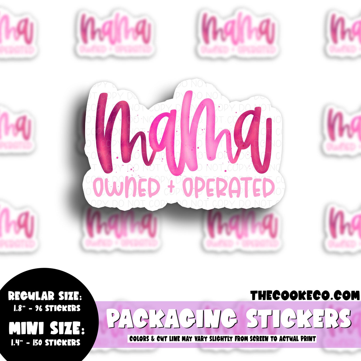 PTO Packaging Stickers | #C0756 - MAMA OWNED + OPPERATED