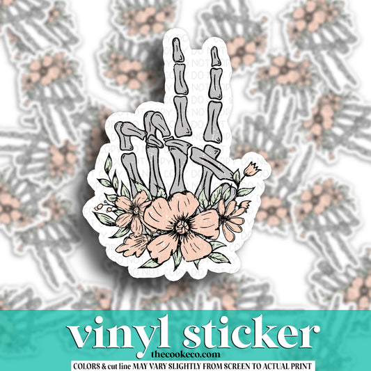 Vinyl Sticker | #V1071 - FLORAL SKELLY PEACE HAND